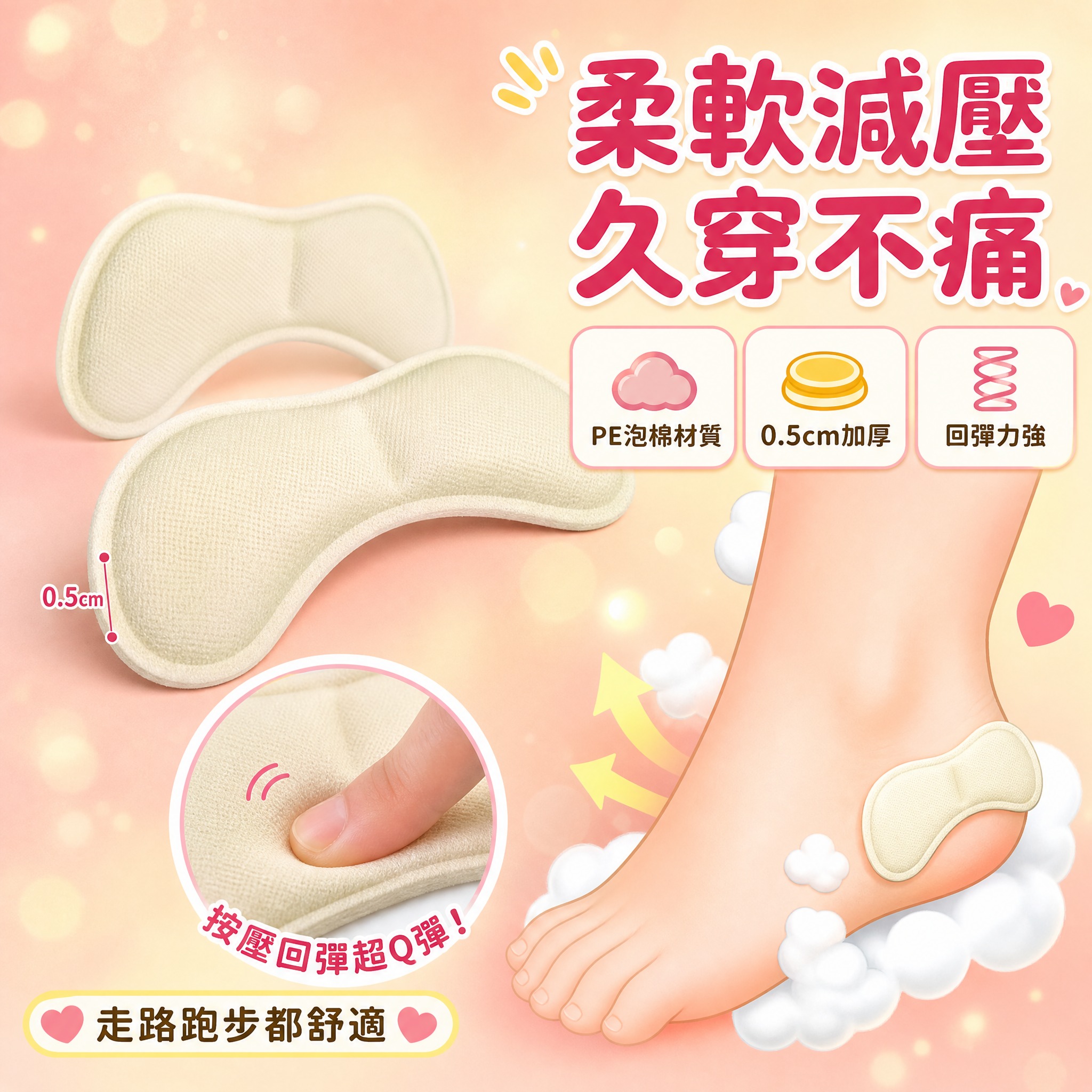 [主圖2] 核心賣點圖，主打柔軟減壓與舒適體驗。 [統一基調]… - 图片创意预览