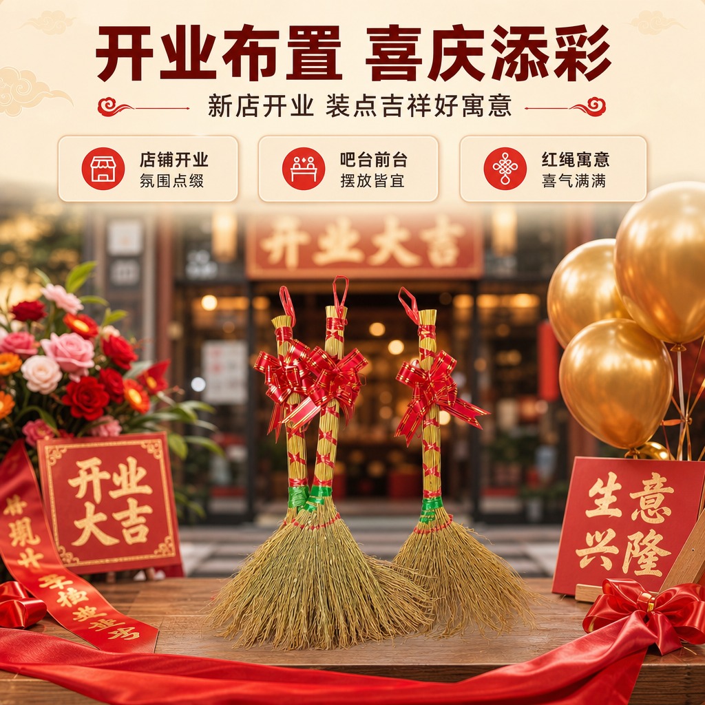 [商品] 使用【图5】小扫把斜款捆红绳装饰摆件（三支组合）；保… - 图片创意预览