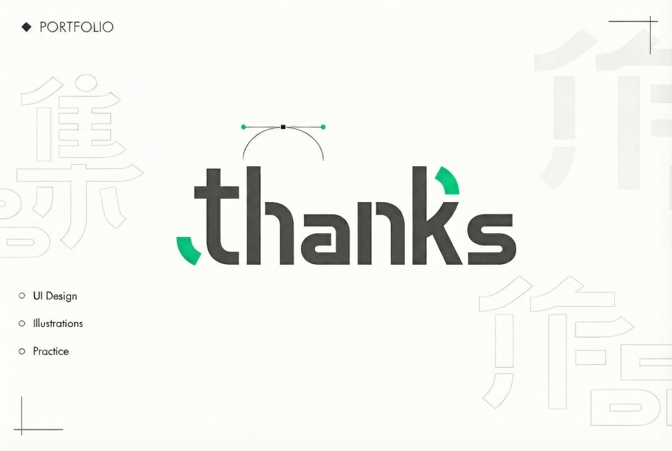 将中心标题的作品集修改为thanks预览效果