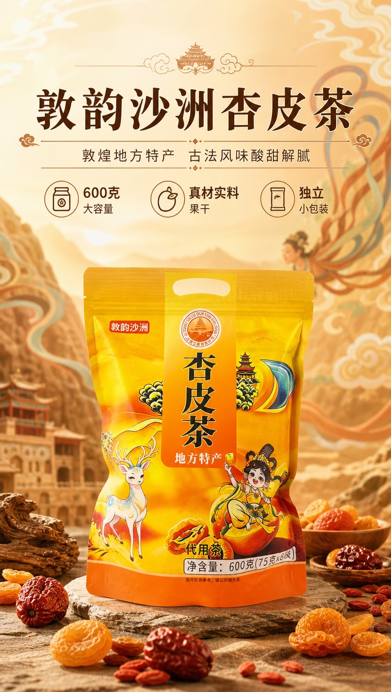 [商品] 使用【图4】敦韵沙洲杏皮茶外袋正面图；保留包装袋整体… - 图片创意预览