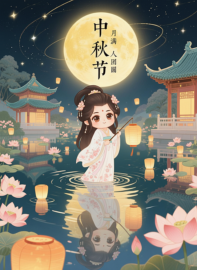 将图片上的角色换成Q版嫦娥，风格保持不变