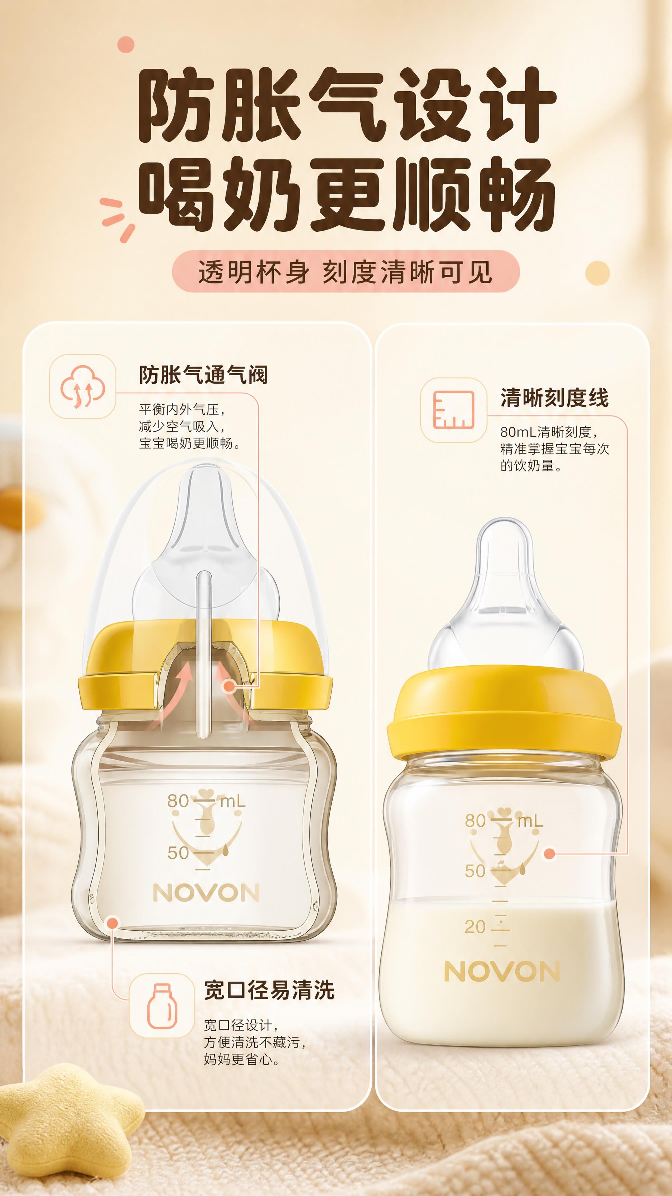 [商品] 使用【图1】婴幼儿硅胶奶嘴奶瓶；保留黄色旋盖、透明瓶… - 图片创意预览