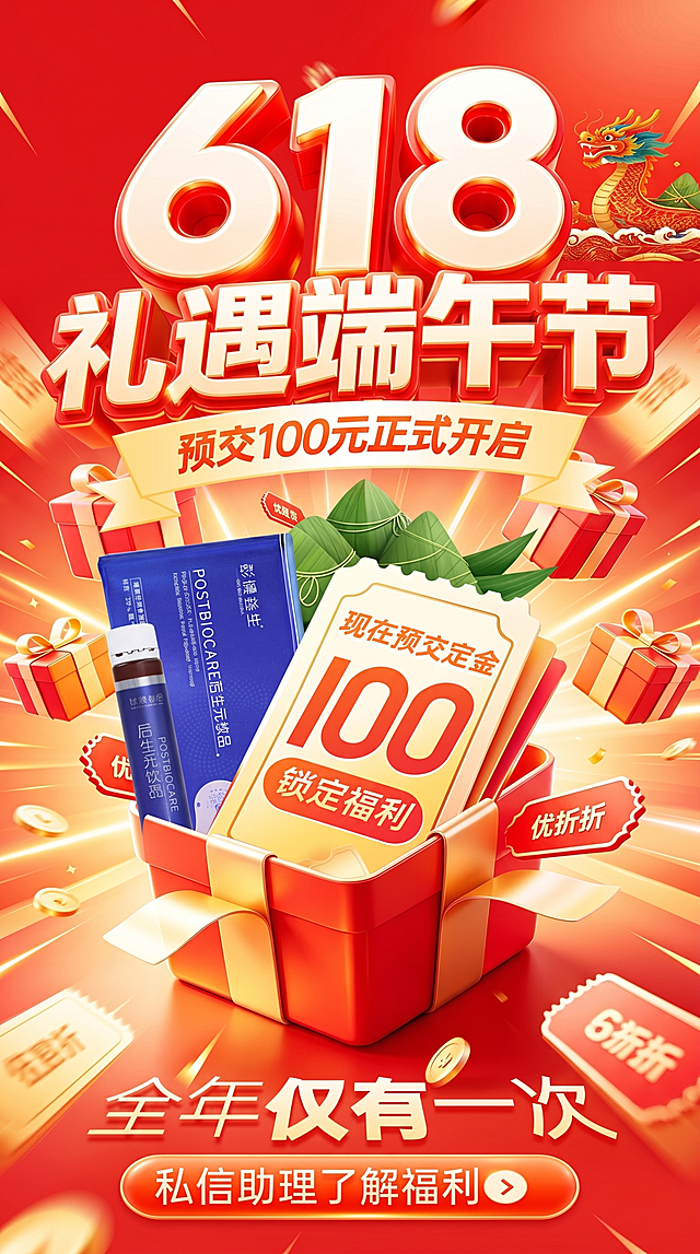 将原海报中的文字'盛惠狂欢'修改为'礼遇端午节'，保持整体风格、其他文案和画面元素不变