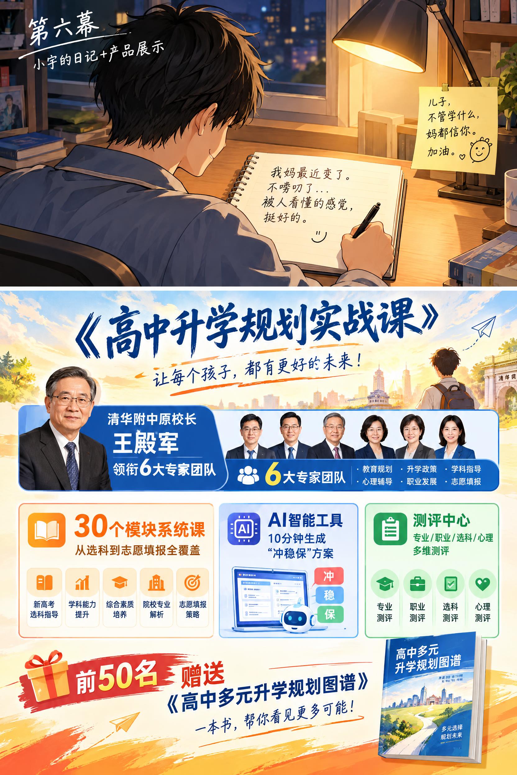 都市漫画风格，第六幕：小宇的日记+产品展示。分上下两部分。上半… - 图片创意预览
