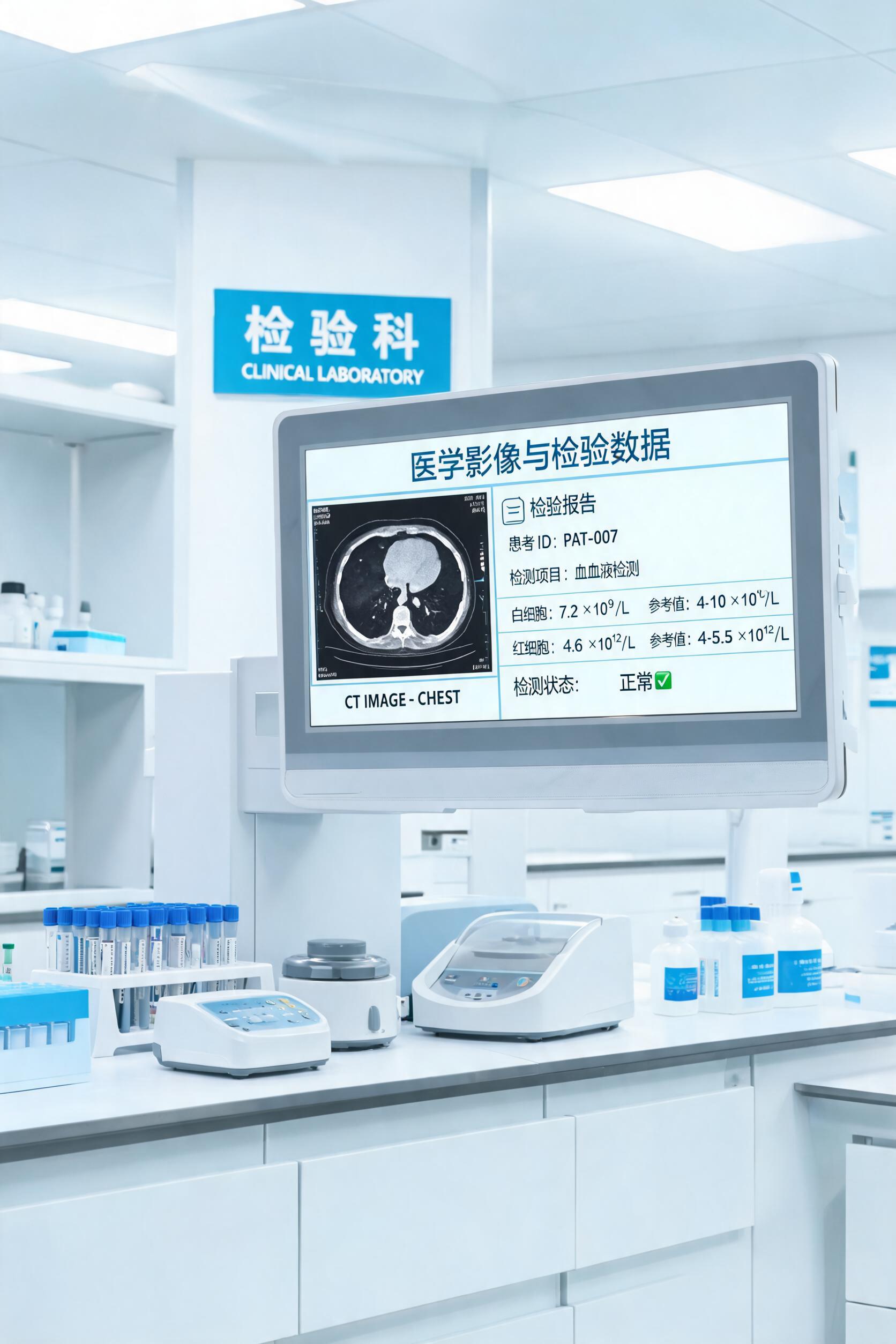 嵌入式一体机应用于医疗设备场景，医疗仪器显示终端安装在医院检验… - 图片创意预览