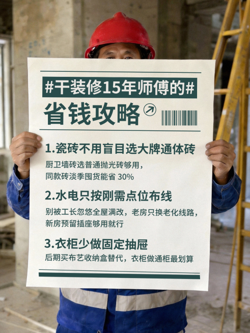装修省钱攻略指南分享实景风小红书封面预览效果
