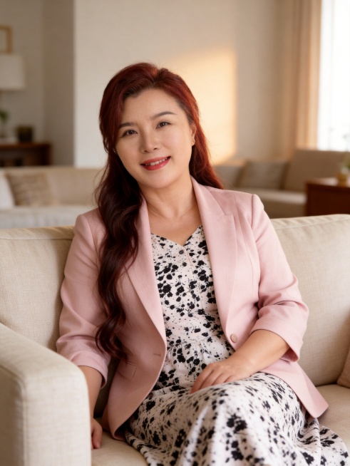 生成短视频封面创意写真，仅保留参考图1人物脸型、年龄等特征，忽略参考图中原有的配饰服装，温暖慈祥风格，松弛自然氛围，柔和暖调自然光，均匀漫射光照亮面部，形成自然柔和的光影过渡，整体色调温暖治愈；清透自预览效果