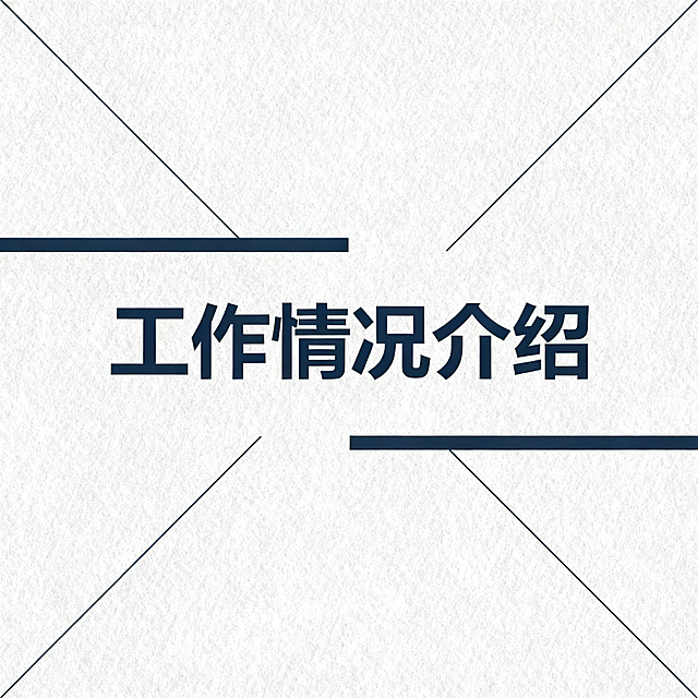 一张关于工作情况介绍的商务PPT封面设计，简约大气的商务风格，标题文字"工作情况介绍"清晰醒目，背景使用浅灰色办公纹理搭配几何线条装饰，整体干净专业，排版简洁