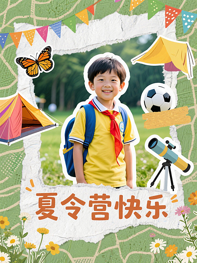 一个男孩，夏令营活动