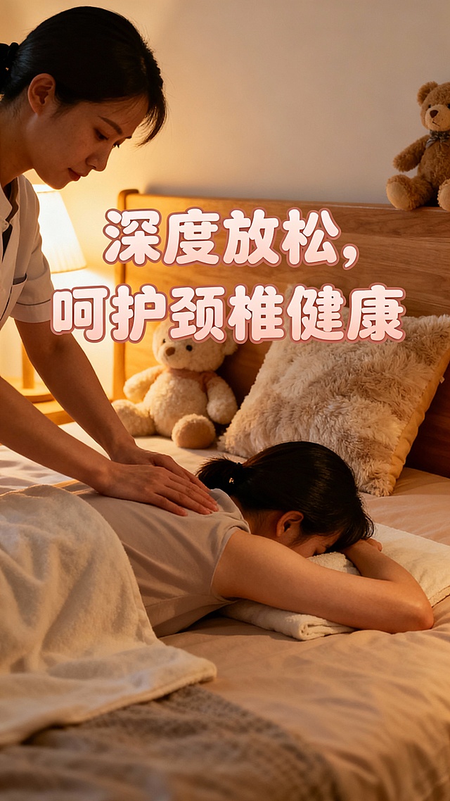 生成50张上门颈椎按摩的图文，图片加入一些文字