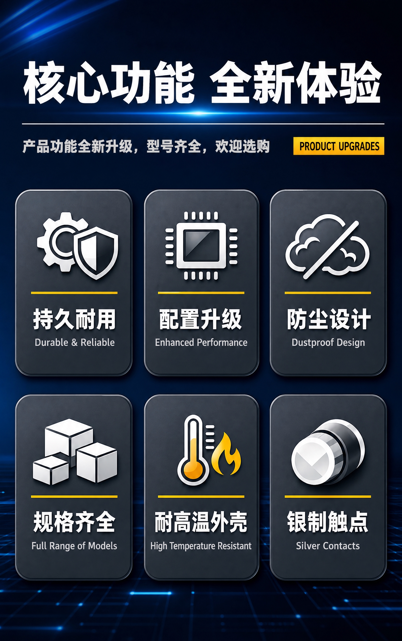 电商详情页长图，触点底座核心功能卖点图，750px宽，深蓝科技… - 图片创意预览