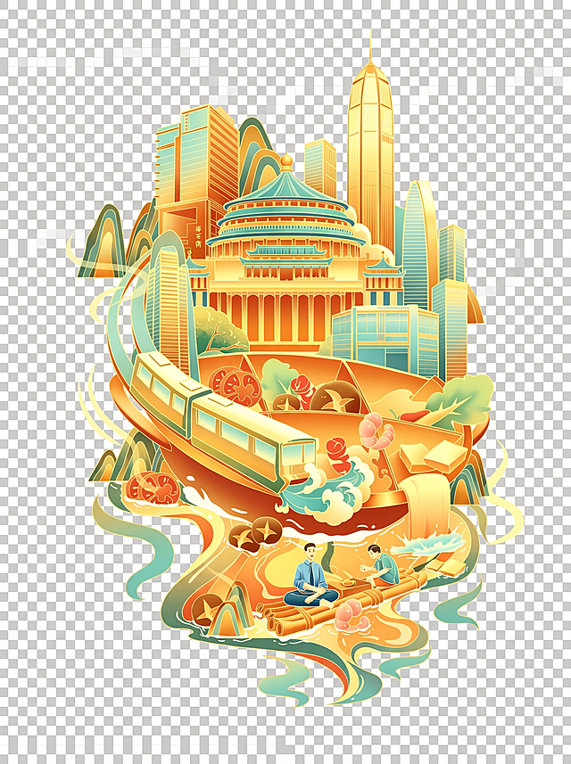 去掉图中所有文字，将背景改为PNG透明背景，保留其余所有画面和细节不变，风格和色彩与原图一致