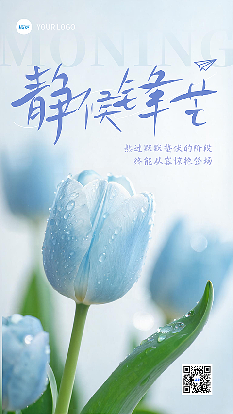 通用日签早安问候唯美文艺手机海报 #郁金花