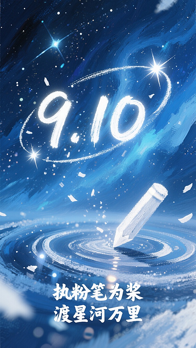 梦幻插画风，大字液态设计，教师节创意表达。
