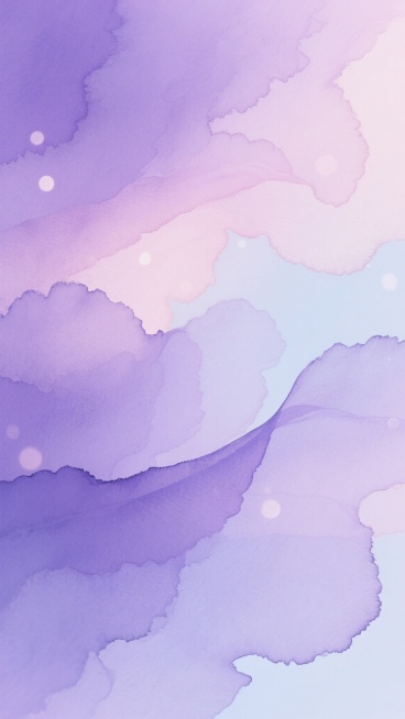 柔和流动的紫色渐变背景，融合浅紫、粉紫与淡蓝紫色调，呈现出梦幻朦胧的水彩晕染质感，画面中带有轻柔的光斑效果，整体风格抽象而富有诗意，色调统一且保持紫色系配色，光影柔和自然，营造出宁静而优雅的氛围。预览效果