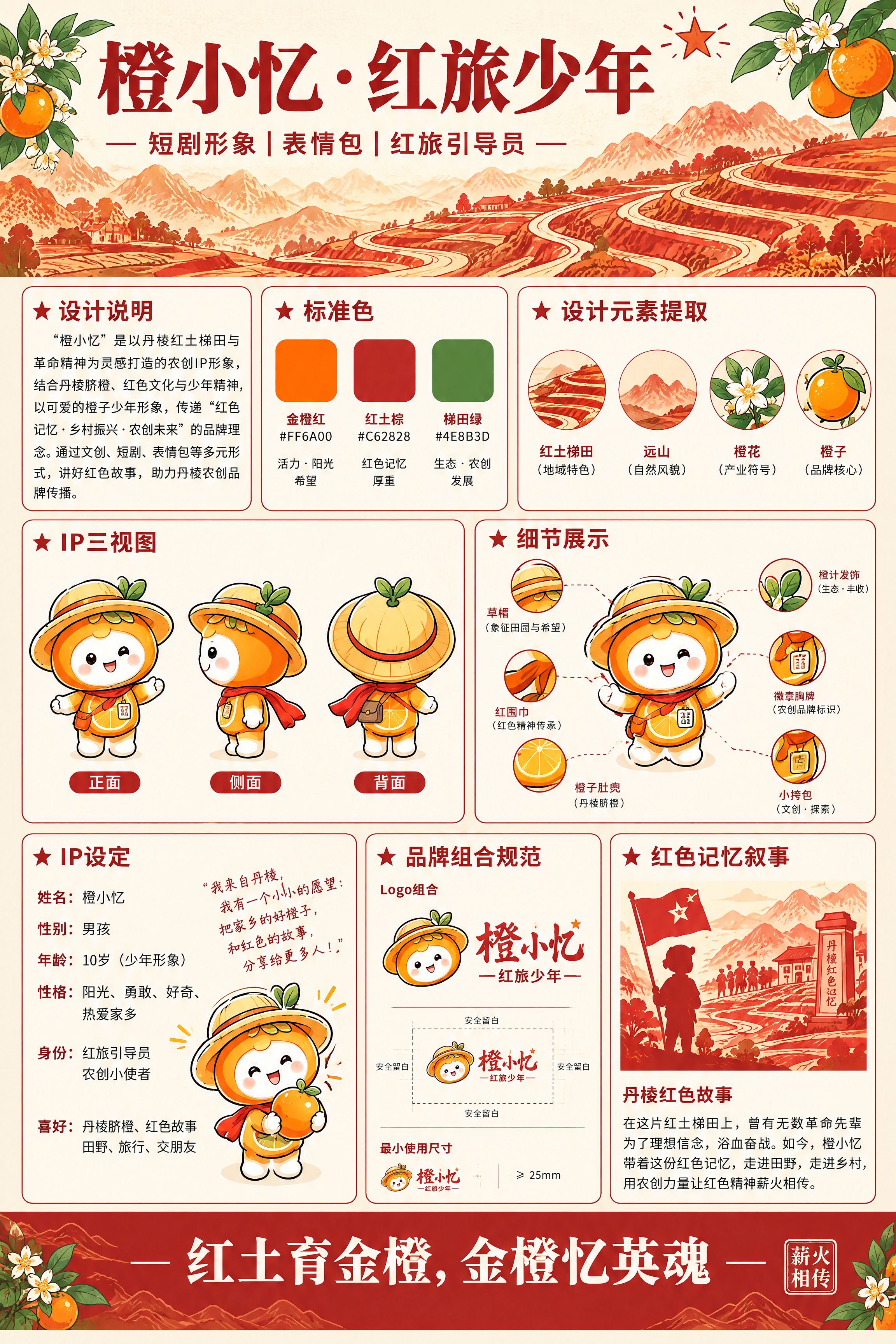 A3竖向农创品牌竞赛展板，国风平面矢量插画，米白色宣纸纸张肌理… - 图片创意预览
