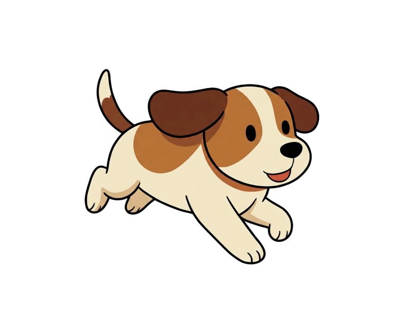 只保留原图中的小狗，和原图中小狗姿态样式完全一模一样，将背景改为纯白色预览效果