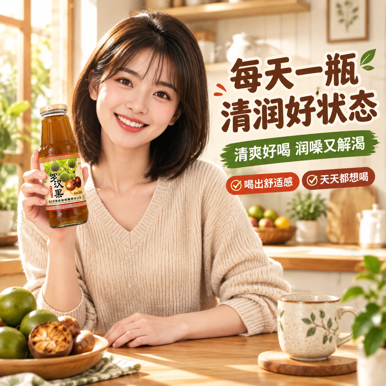 [主图-5] 模特饮用图，任务：年轻女性手持饮用展示，增加生活… - 图片创意预览
