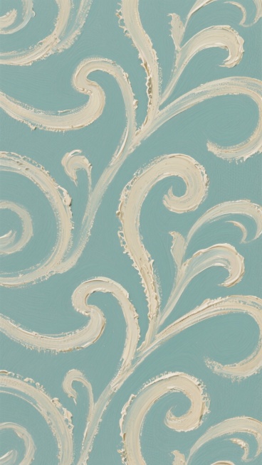 一幅具有浓厚油画质感的装饰图案，画面以单一的纯色背景为基底，背景色彩均匀饱满，呈现出油画颜料特有的厚重与细腻肌理。主体是由流畅、连续的曲线构成的简约花纹，这些曲线如同柔和的波浪与旋涡，相互交织缠绕，形成有规律且富有韵律感的重复图案。线条采用油画笔触绘制，边缘带有自然的颜料堆积感和轻微的毛边，线条内部可略带微妙的色彩渐变或同色系的笔触纹理变化，整体风格统一、和谐，兼具装饰性与艺术性，给人一种简约……预览效果