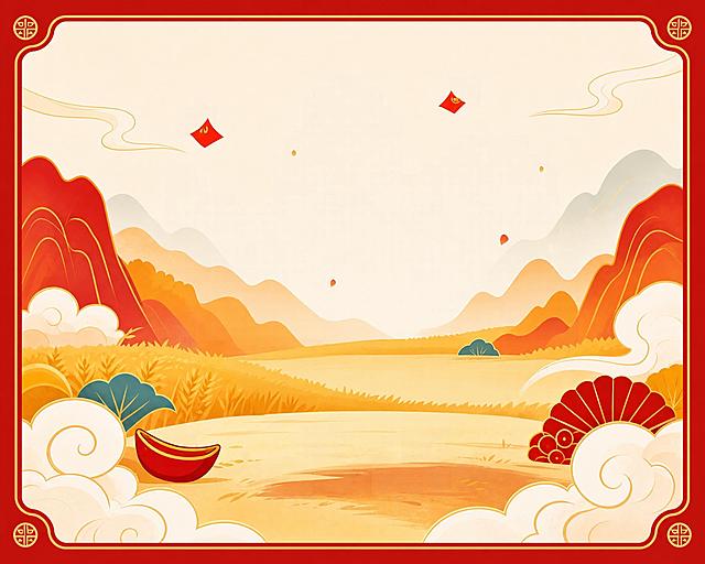调整画面尺寸比例为35.5:30，保持原有国潮插画内容不变，调整构图适配新比例