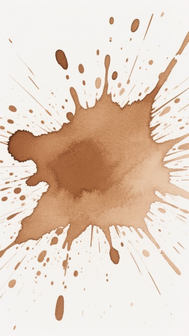 白色背景上，呈现出以棕褐色调为主的抽象飞溅纹理，纹理形态自然散开，由大小不一、分布疏密有致的棕褐色斑点和短线条组成，整体呈现出一种随性而富有动感的泼溅效果，边缘柔和过渡，无明显轮廓线，具有水彩或水墨晕染的轻盈质感，营造出简约而不失艺术感的背景氛围。预览效果