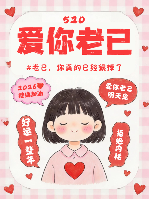 520感恩节情人节爱自己拒绝内耗小红书大字封面预览效果