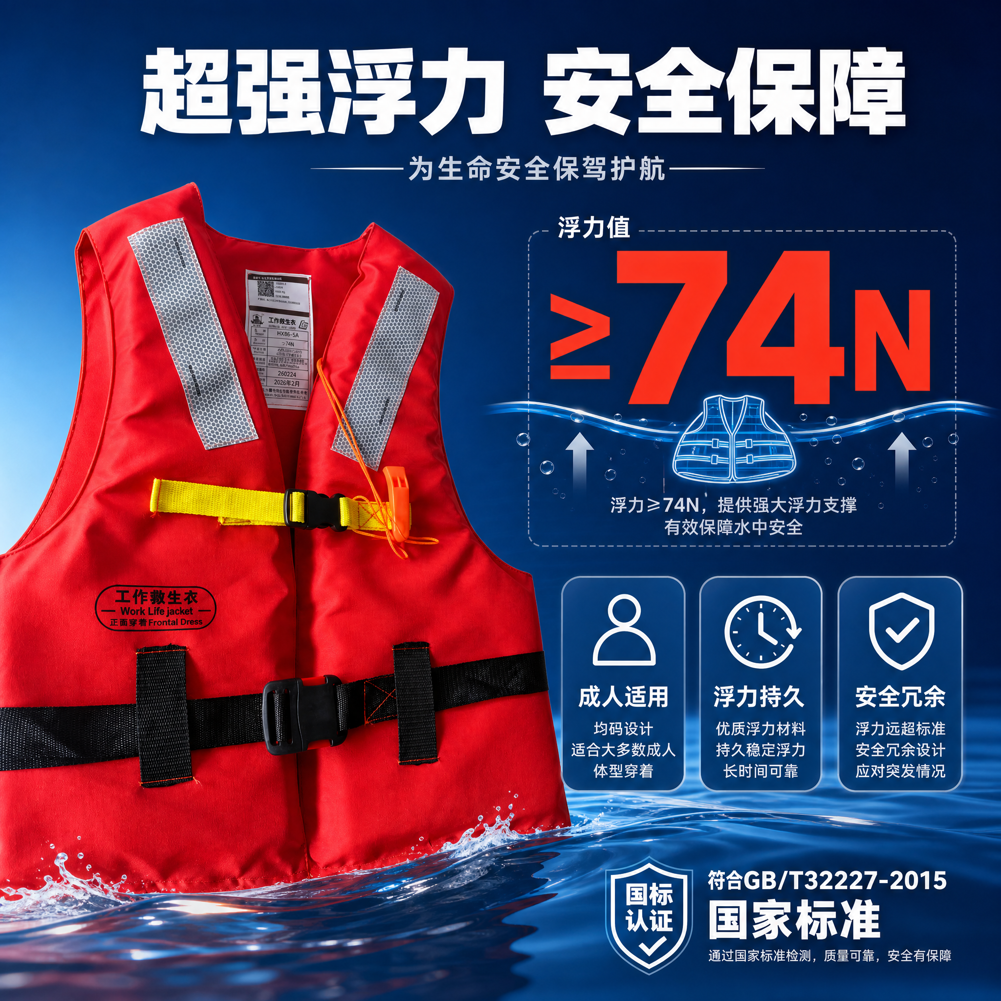 [主图-2] 核心亮点性能图，主题：超强浮力 安全保障 浮力≥… - 图片创意预览
