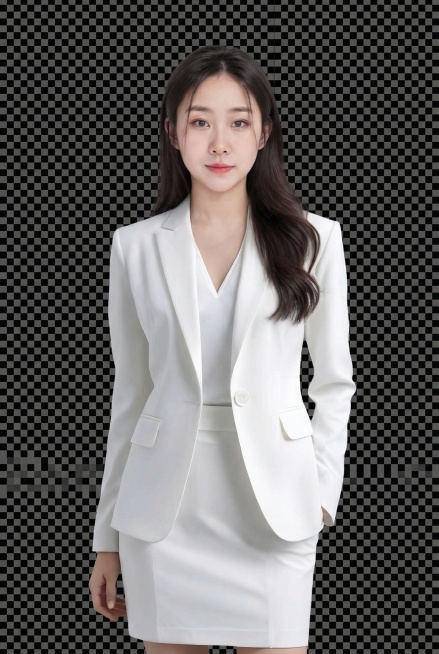 「图片1」「图片1」请帮我把图2人物改成图片1服装，保持图2人物不变，去掉背景，保存为png格式预览效果