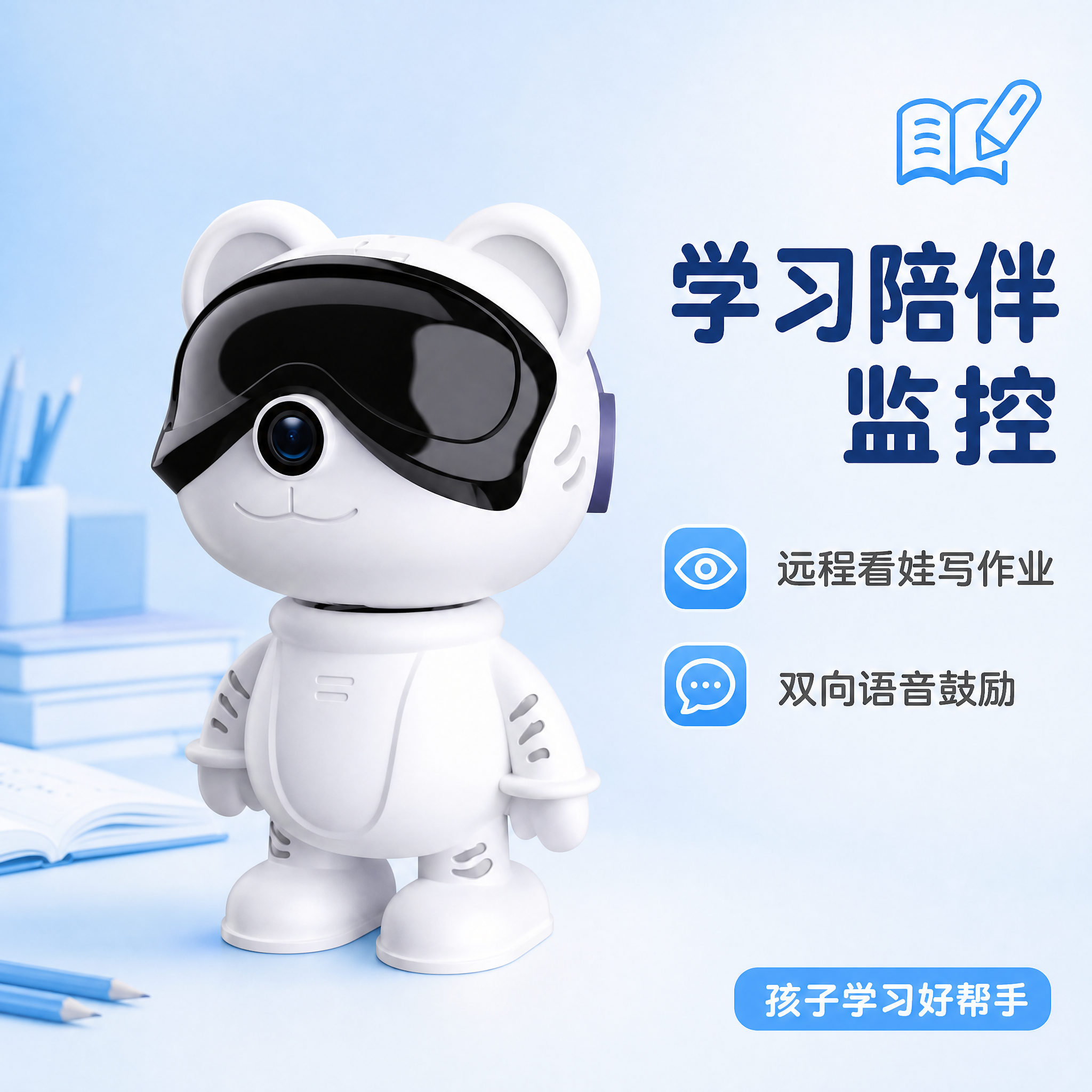 [主图-2] 卡通萌宠智能监控摄像头白金小熊款 核心价值主图，… - 图片创意预览