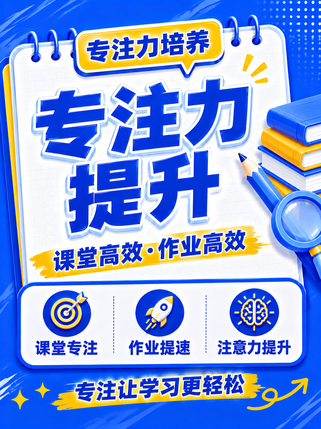 3D卡通风格开学季竖版推广海报，蓝黄配色，参考示例图风格。画面… - 图片创意预览