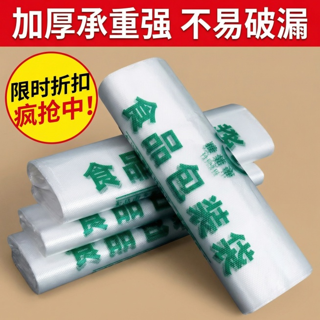 我的产品是食品包装袋，帮我做10张拼多多风格的主图预览效果