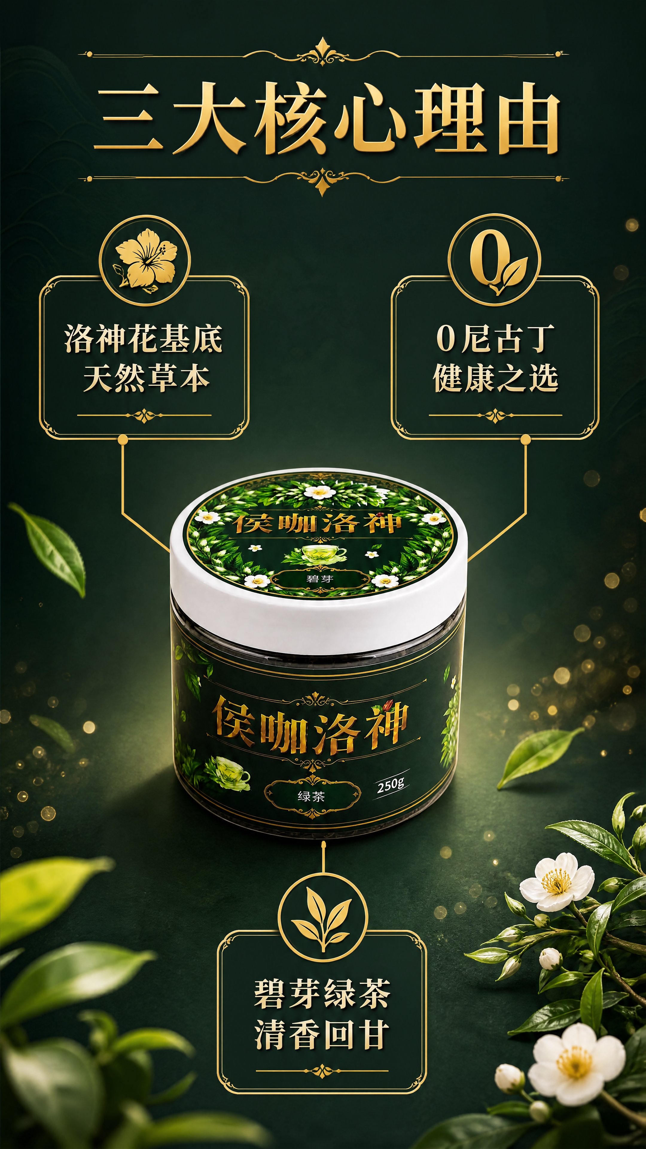[商品] 使用【图1】侯咖洛神碧芽绿茶罐装产品；保留罐体所有外… - 图片创意预览