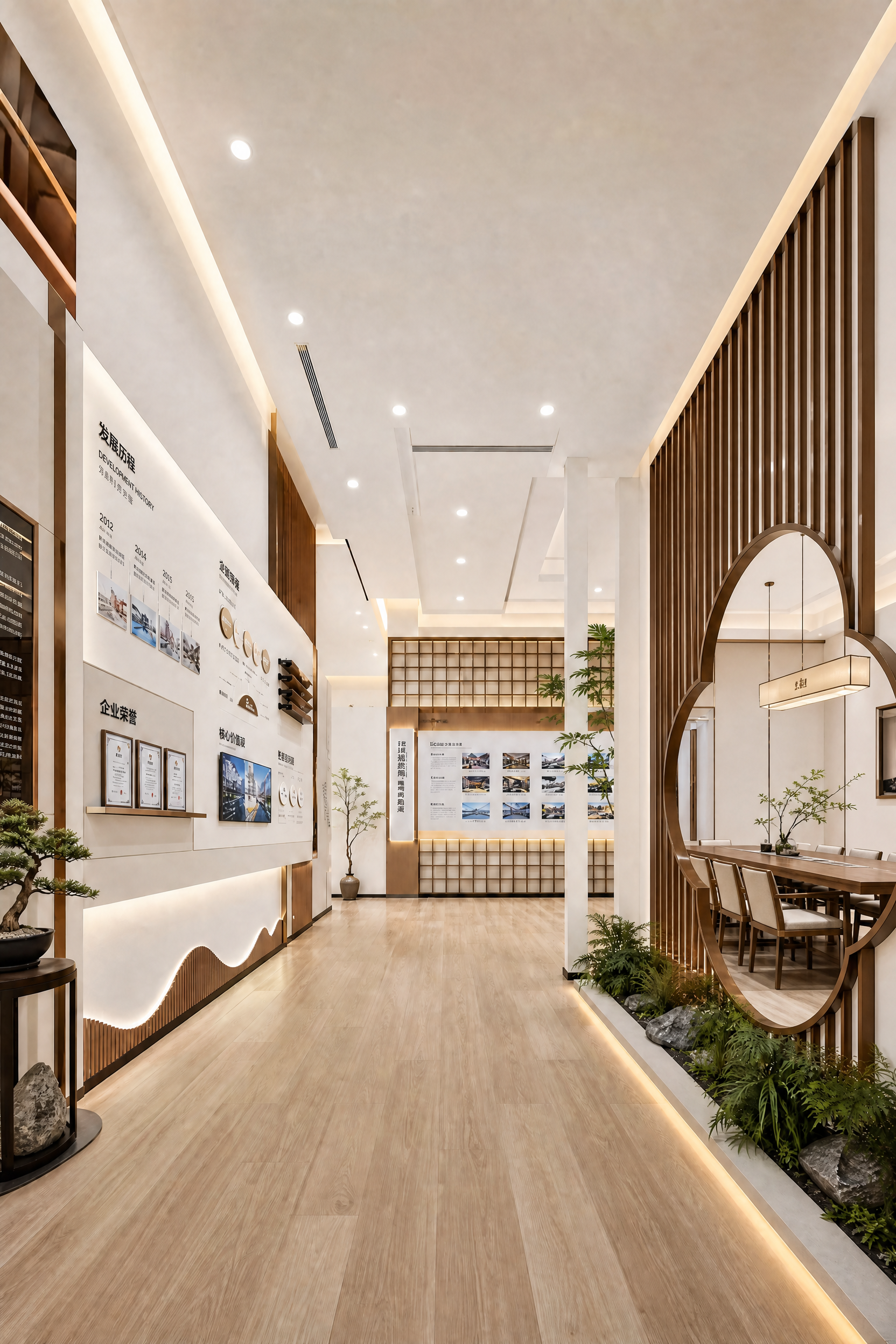 保持原图新中式简约风格，将镂空隔断向右拓展，在右侧新增的房间区… - 图片创意预览