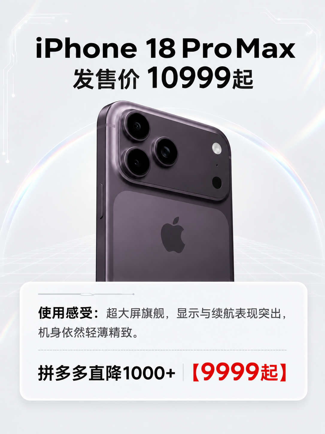 参考第二张图的卡片式评测排版，为 iPhone 18 Pro… - 图片创意预览