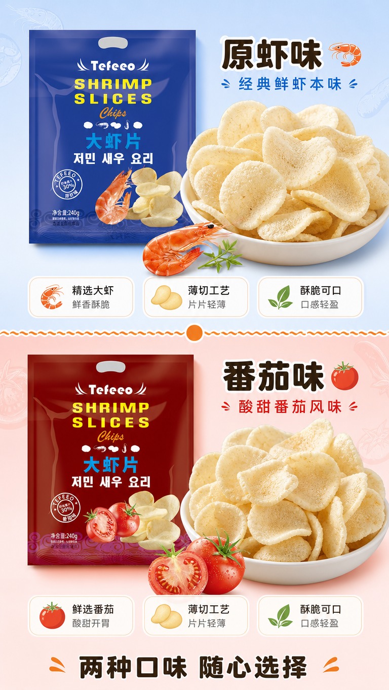 [商品] 使用【图4】蓝色原虾味包装、【图5】红色番茄味包装、… - 图片创意预览