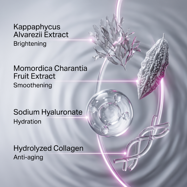 [主图-2] Core ingredient analysis page of the brightening serum. Overall style consistent with the fir预览效果