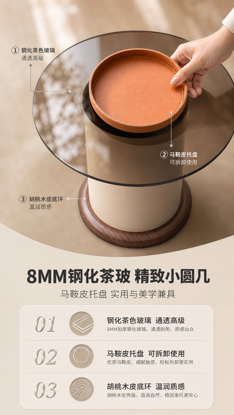 [商品] 使用【图1】左侧小圆几（DC-138D）；保留茶色玻… - 图片创意预览
