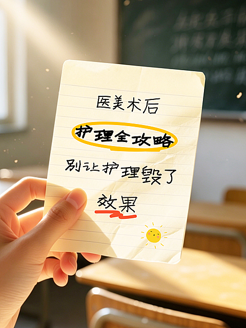 医美术后护理知识科普分享便签条实景风小红书封面