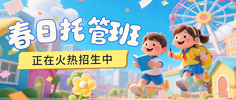 春季班机构招生课程宣传公众号封面