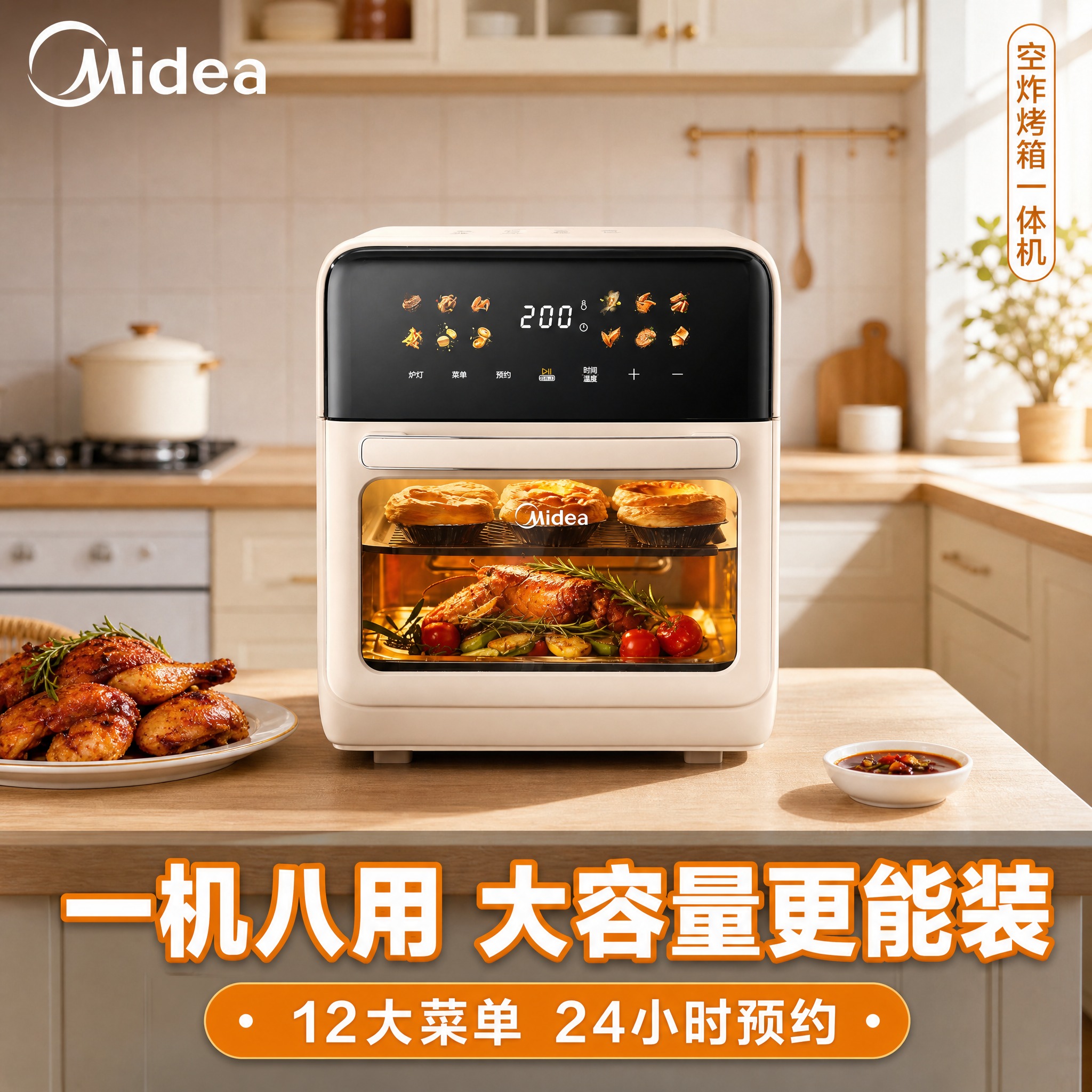 [主图-1] 主题：美的烤箱空炸一体机 商品识别首图，突出产品… - 图片创意预览
