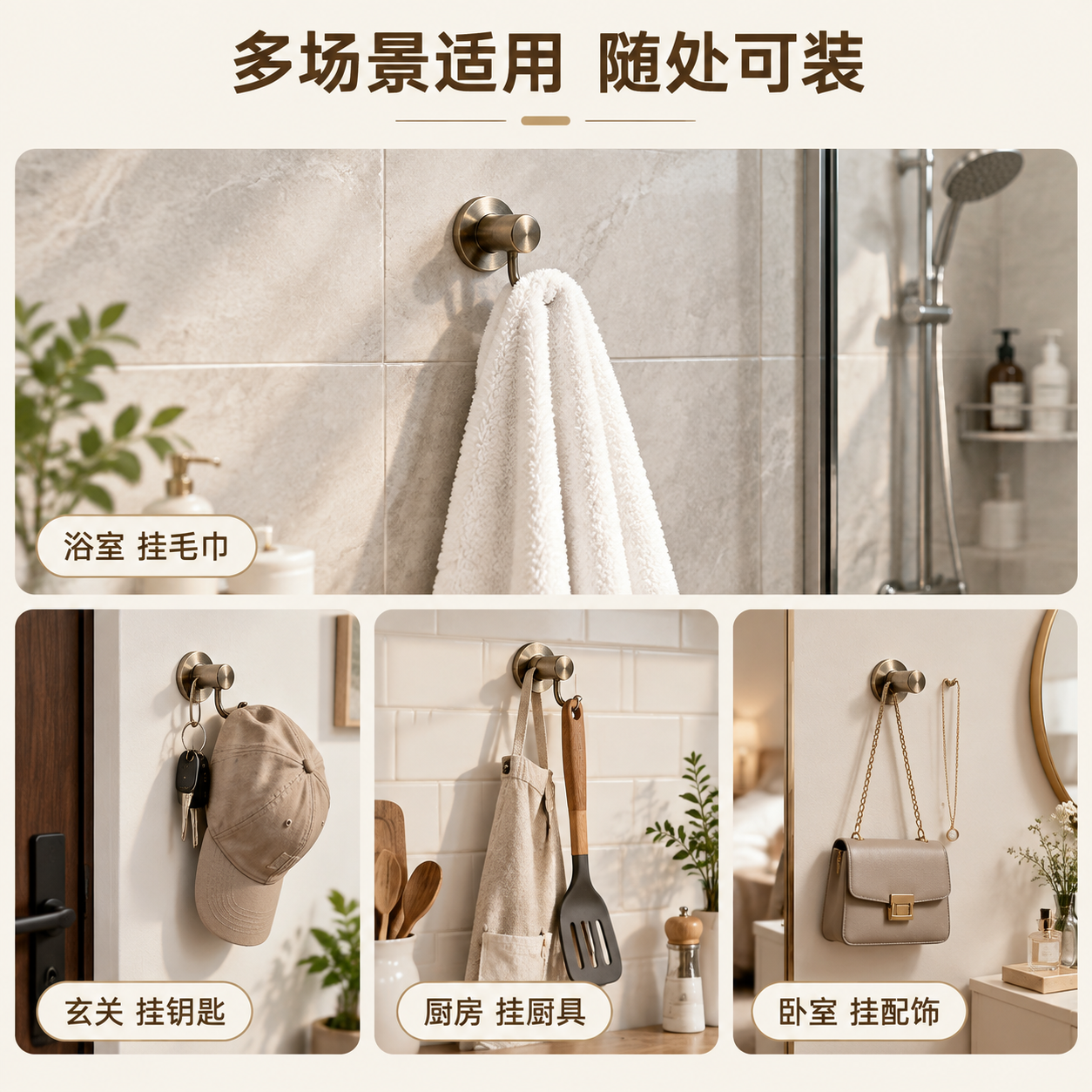 [主图-4] 多场景适用展示，用宫格形式展示挂钩在不同空间的使… - 图片创意预览