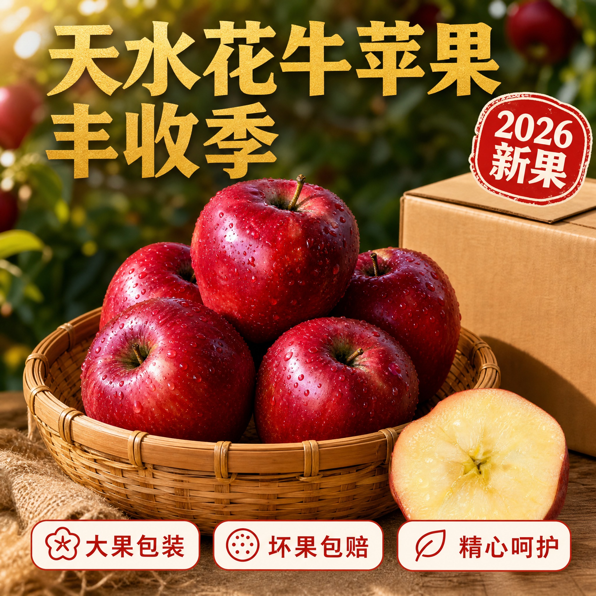 [主图-5] 京东生鲜电商主图，农家竹篮·丰收风：竹编篮子里堆… - 图片创意预览