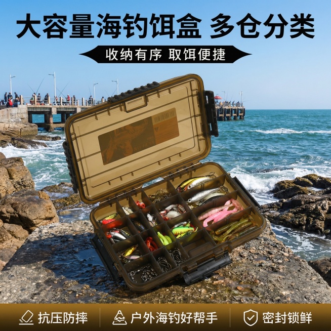 这款产品是海钓饵盒，帮我做五张电商主图预览效果