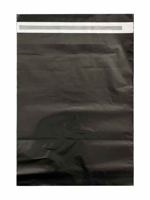 [主图-1] Black poly mailer courier bag on pure white background. Keep the appearance, physical structu预览效果