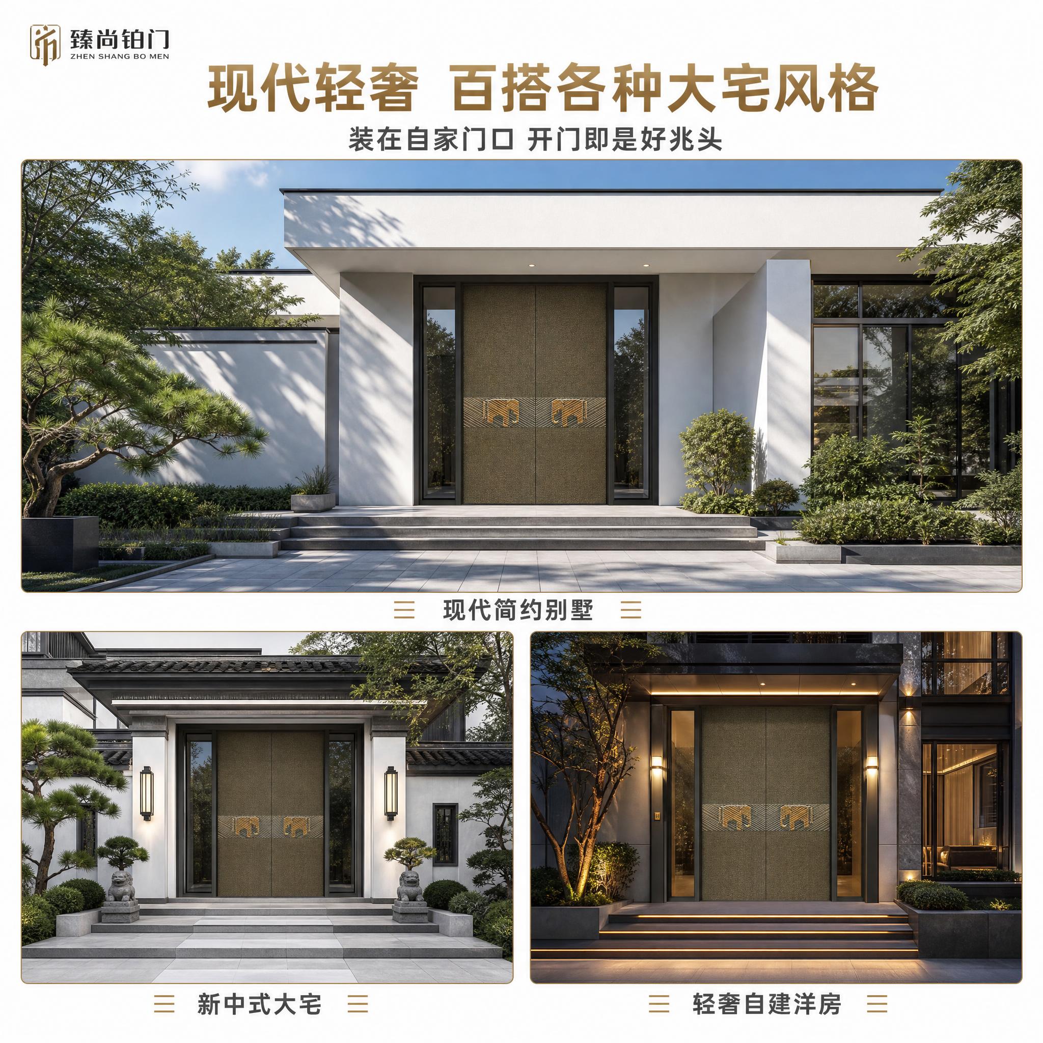 [主图-4] 臻尚铂门 吉象纳福全铝别墅大门 场景效果展示图，… - 图片创意预览