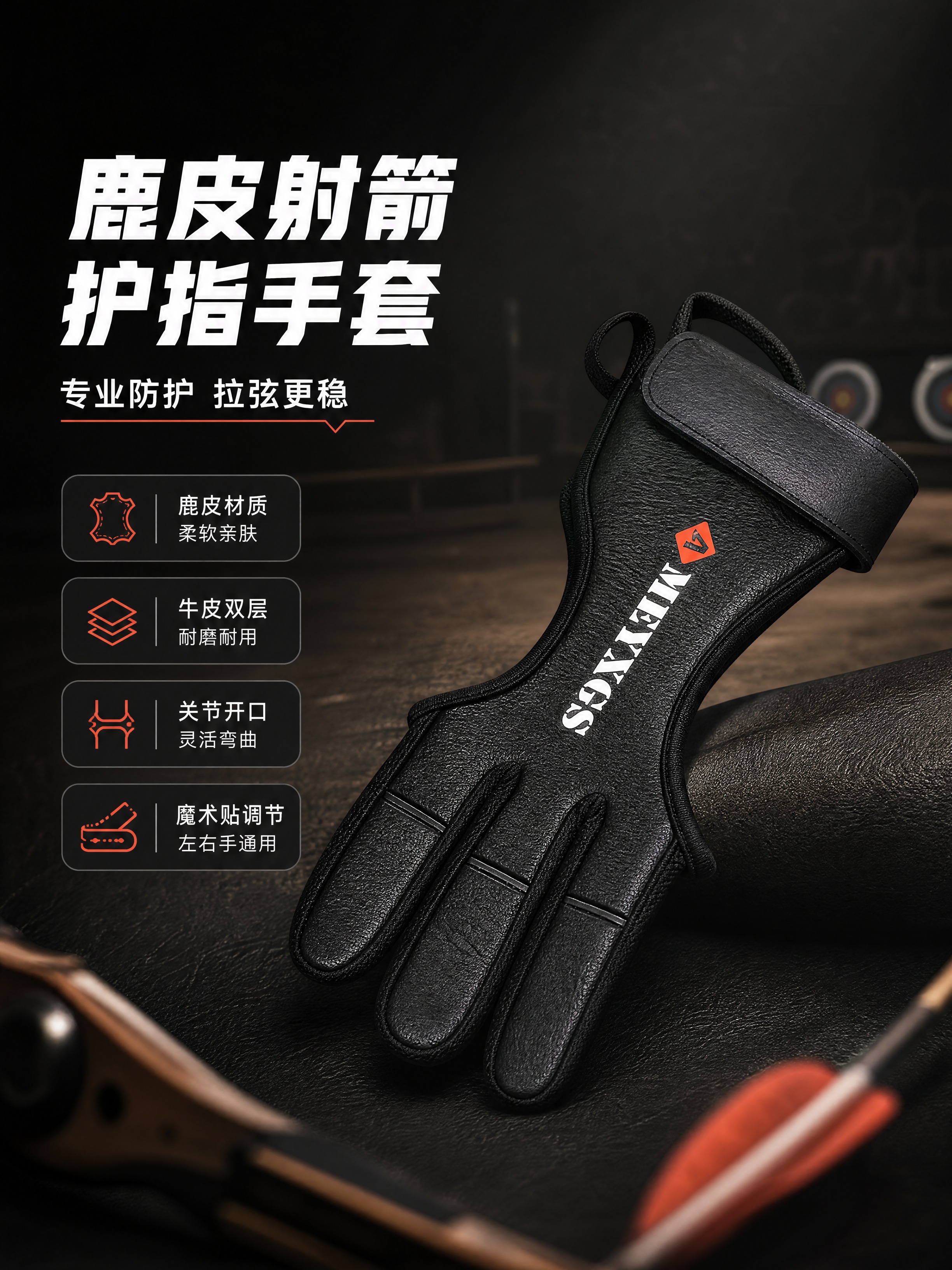 [商品] 使用【图1】黑色鹿皮三指射箭护指手套；保留三指结构、… - 图片创意预览