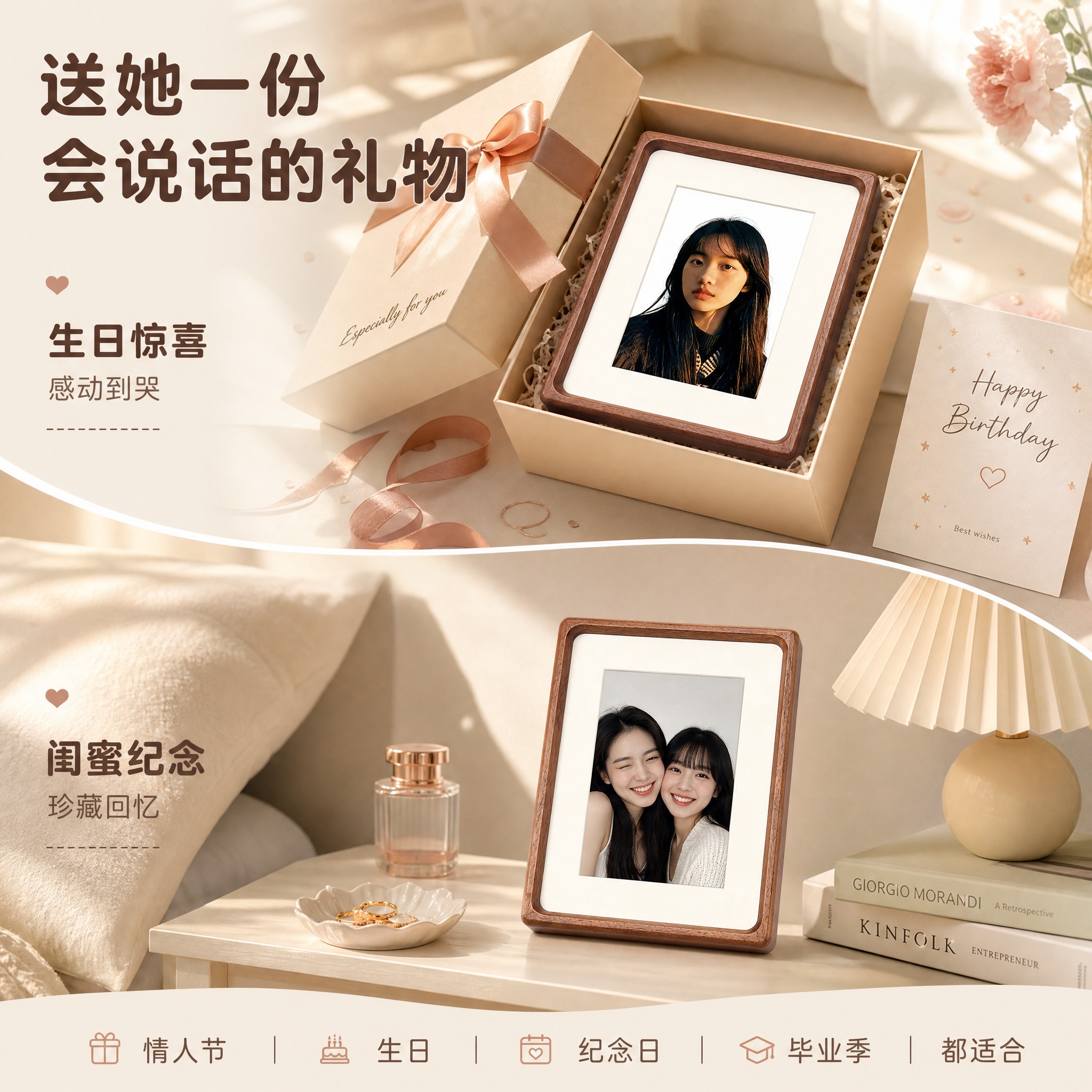 [主图-4] NFC智能相框 多场景适用展示图 送礼场景 [统… - 图片创意预览