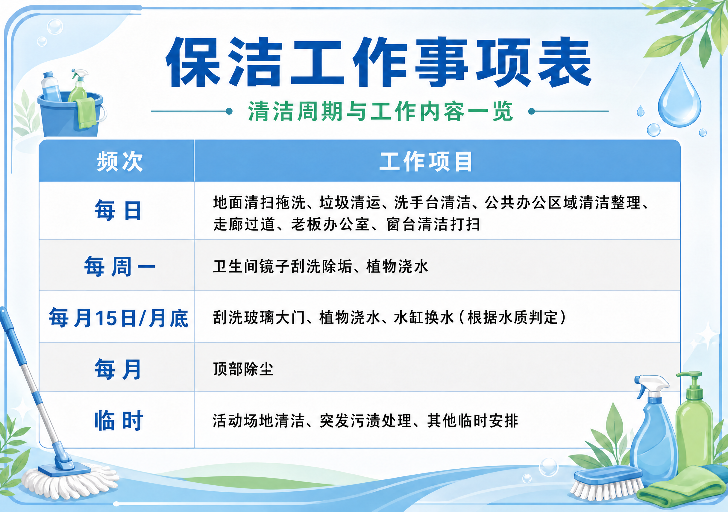 在保持原图整体风格、布局、配色、装饰元素（清洁工具图标、水滴、… - 图片创意预览