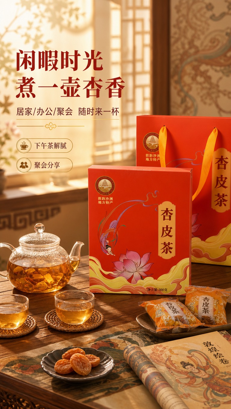 [商品] 使用【图1】敦韵沙洲盒装杏皮茶（红色外盒+橙色手提礼… - 图片创意预览