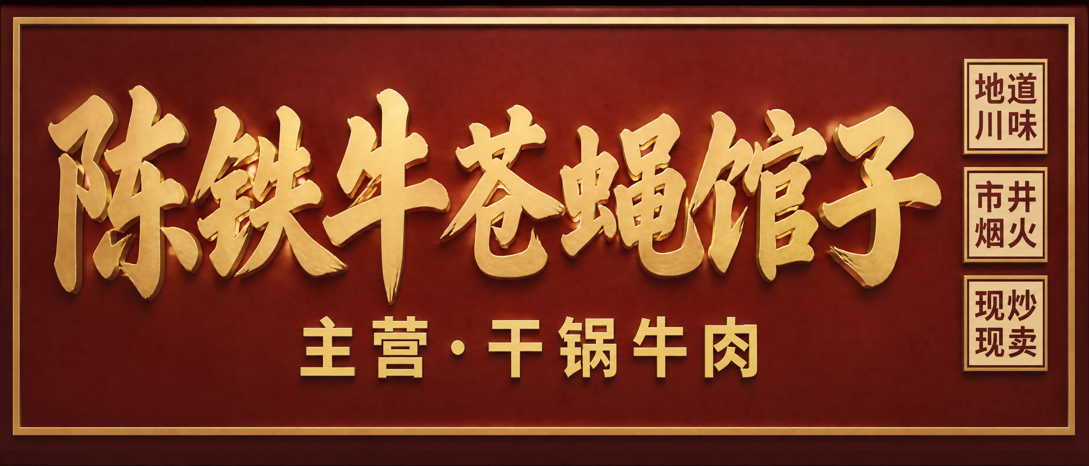 纯餐饮门头招牌平面设计，超宽横版长方形，单一招牌画面，没有任何… - 图片创意预览